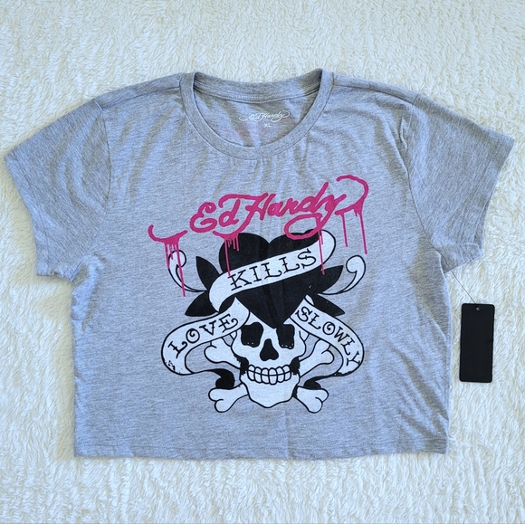 Ed Hardy Tops - Ed Hardy "Love Kills Slowly" Skull &  Crossbones☠️ Graphic Baby👶 Tee👕  - NWT